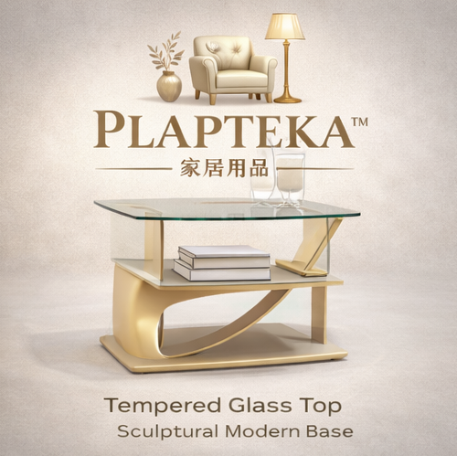 PLAPTEKA™ Celeste Glass Nightstand – Modern Glass Bedside Table with Sculptural Base